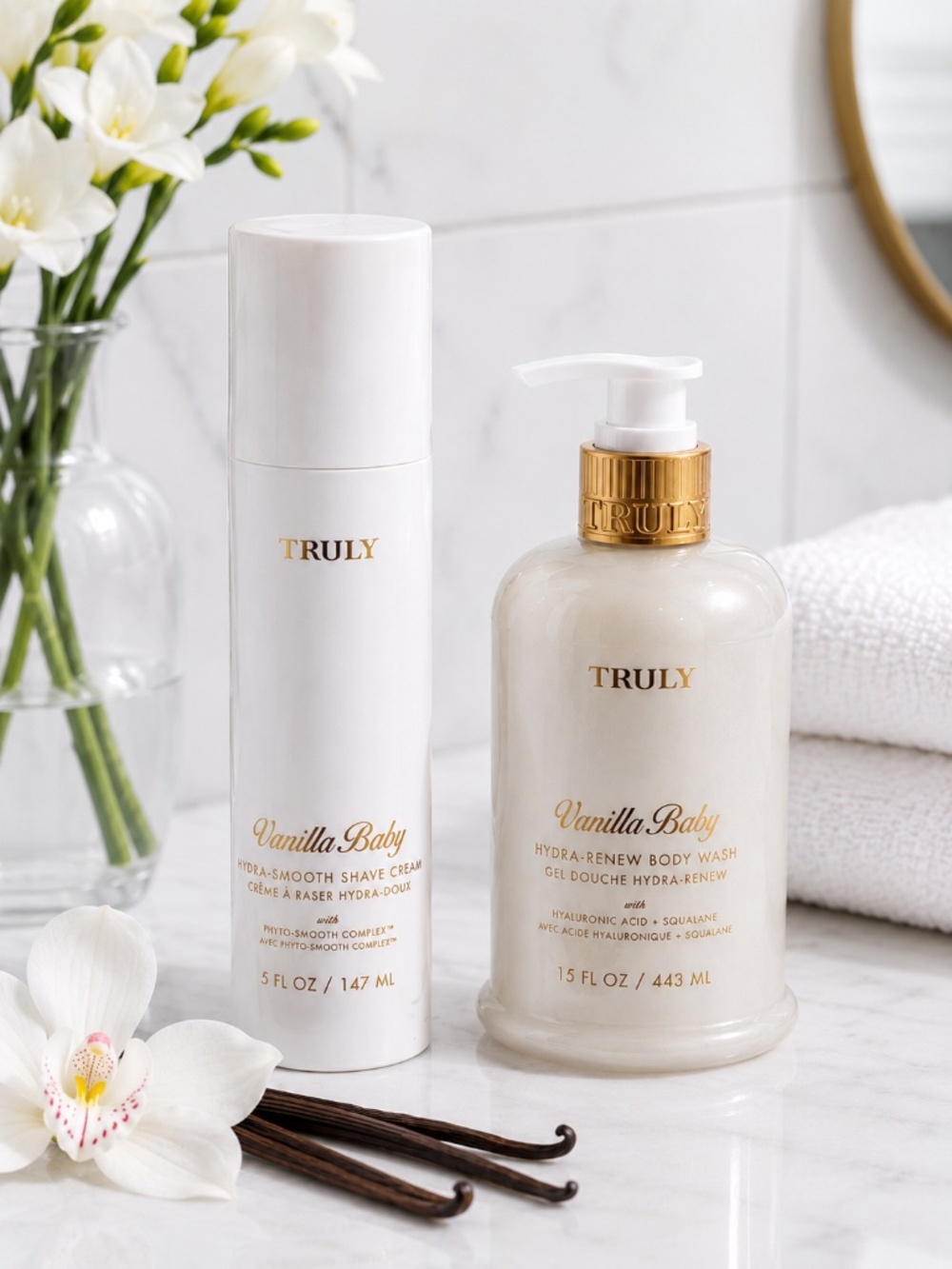 Truly Vanilla Baby Body Wash & Hydra-Smooth Shave Cream 2pc Bundle Sealed